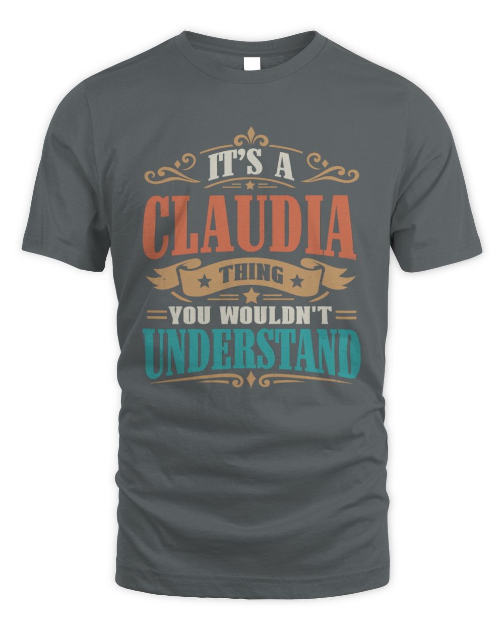 It’s a Name Thing Personalized Retro T-Shirt CLAUDIA M1-47 / Unisex Standard T-Shirt / charcoal