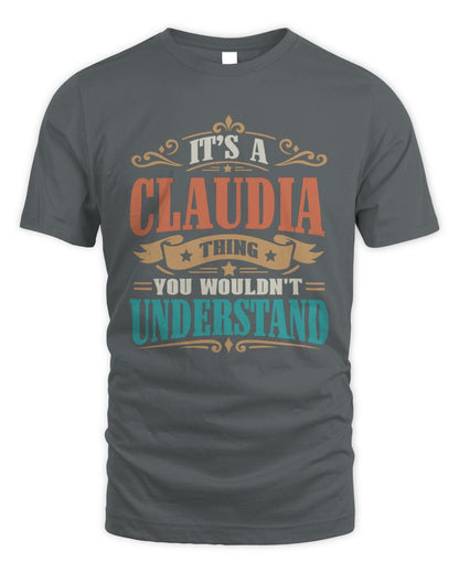 It’s a Name Thing Personalized Retro T-Shirt CLAUDIA M1-47 / Unisex Standard T-Shirt / charcoal