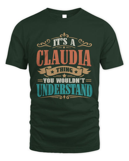 It’s a Name Thing Personalized Retro T-Shirt CLAUDIA M1-47 / Unisex Standard T-Shirt / forest green