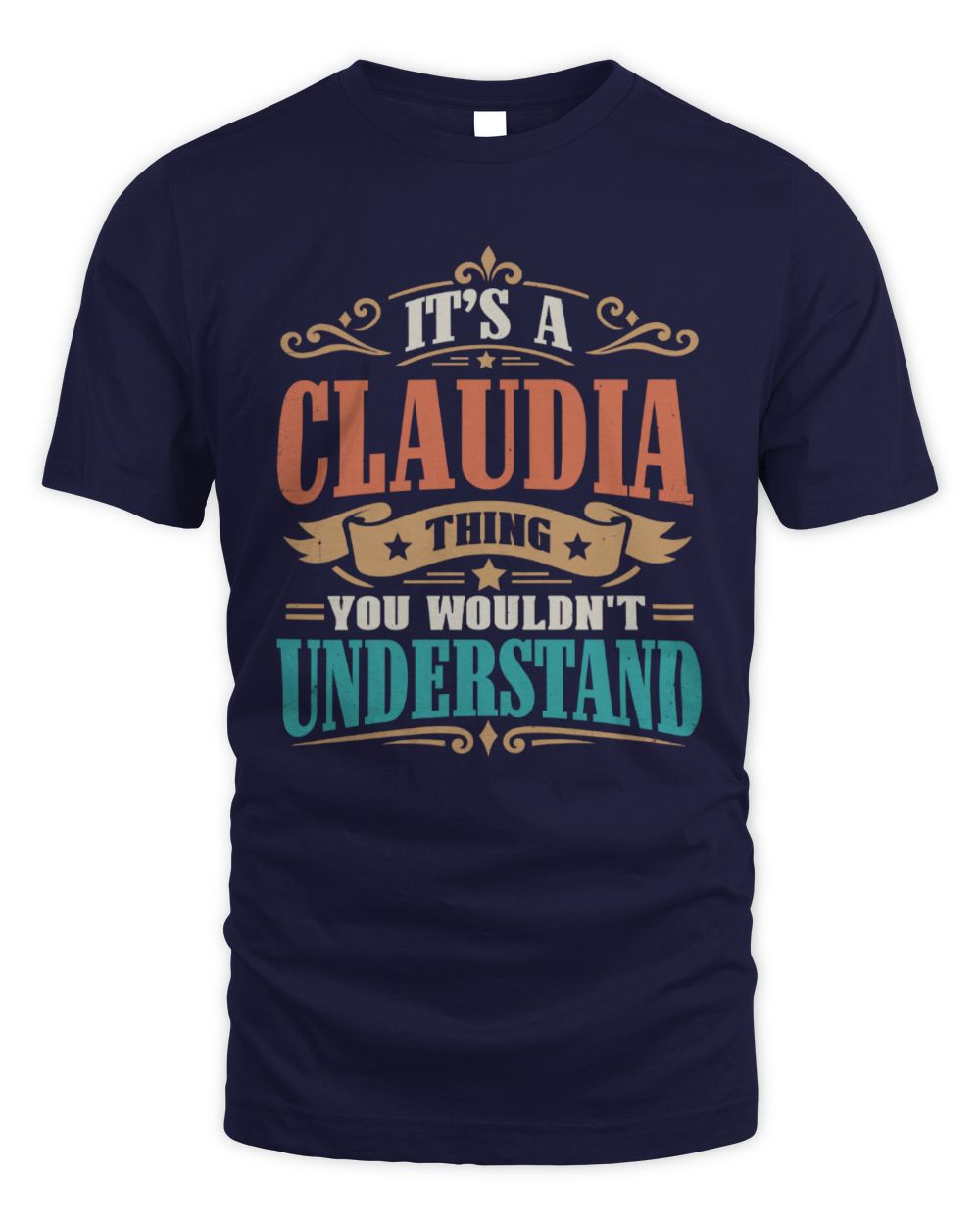 It’s a Name Thing Personalized Retro T-Shirt CLAUDIA M1-47 / Unisex Standard T-Shirt / navy