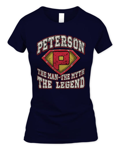 The Man The Myth The Legend Superman Graphic T-Shirt PETERSON M1-74 / Women's Standard T-Shirt / navy