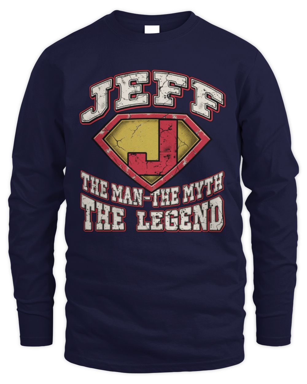 The Man The Myth The Legend Superman Graphic T-Shirt JEFF M1-74 / Men's Long Sleeved T-Shirt / navy