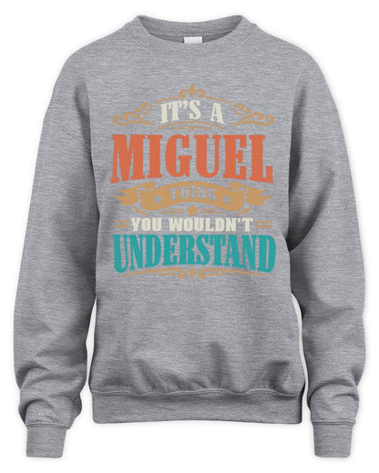 It’s a Name Thing Personalized Retro T-Shirt MIGUEL M1-47 / Unisex Sweatshirt / sport grey