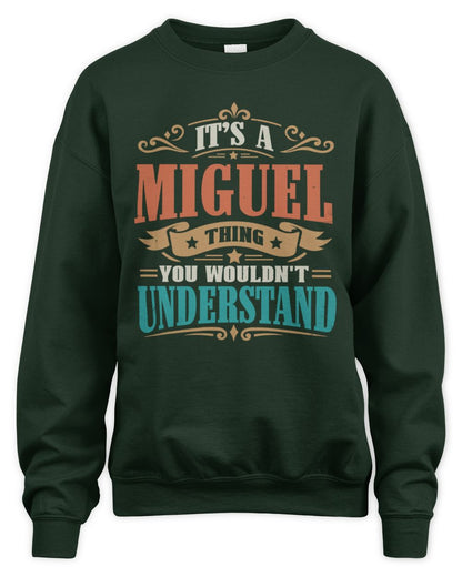 It’s a Name Thing Personalized Retro T-Shirt MIGUEL M1-47 / Unisex Sweatshirt / forest green