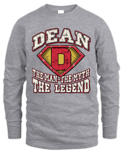The Man The Myth The Legend Superman Graphic T-Shirt DEAN M1-74 / Men's Long Sleeved T-Shirt / white