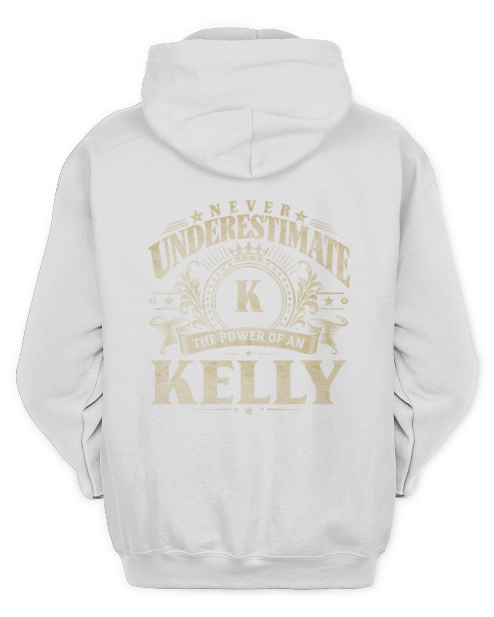 Never Underestimate Your Name Luxury Logo Shirt KELLY M1-63 / Unisex Hoodie / white