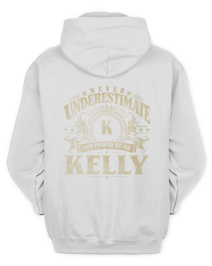 Never Underestimate Your Name Luxury Logo Shirt KELLY M1-63 / Unisex Hoodie / white