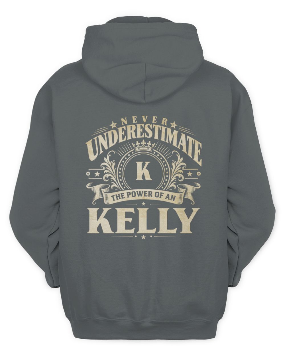 Never Underestimate Your Name Luxury Logo Shirt KELLY M1-63 / Unisex Hoodie / charcoal