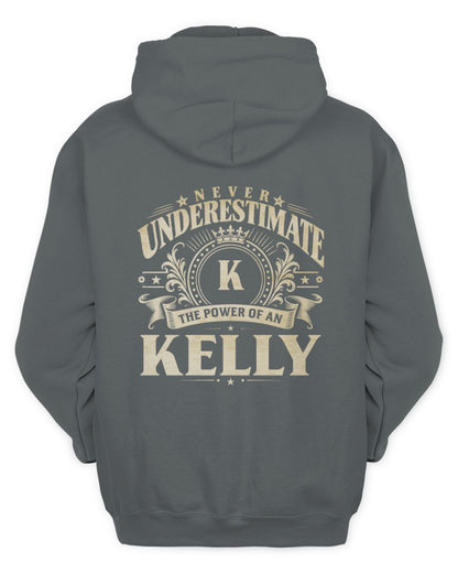 Never Underestimate Your Name Luxury Logo Shirt KELLY M1-63 / Unisex Hoodie / charcoal
