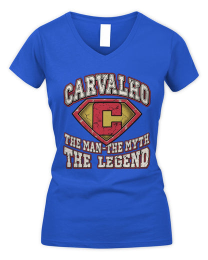 The Man The Myth The Legend Superman Graphic T-Shirt CARVALHO M1-74 / Women's V-Neck T-Shirt / royal