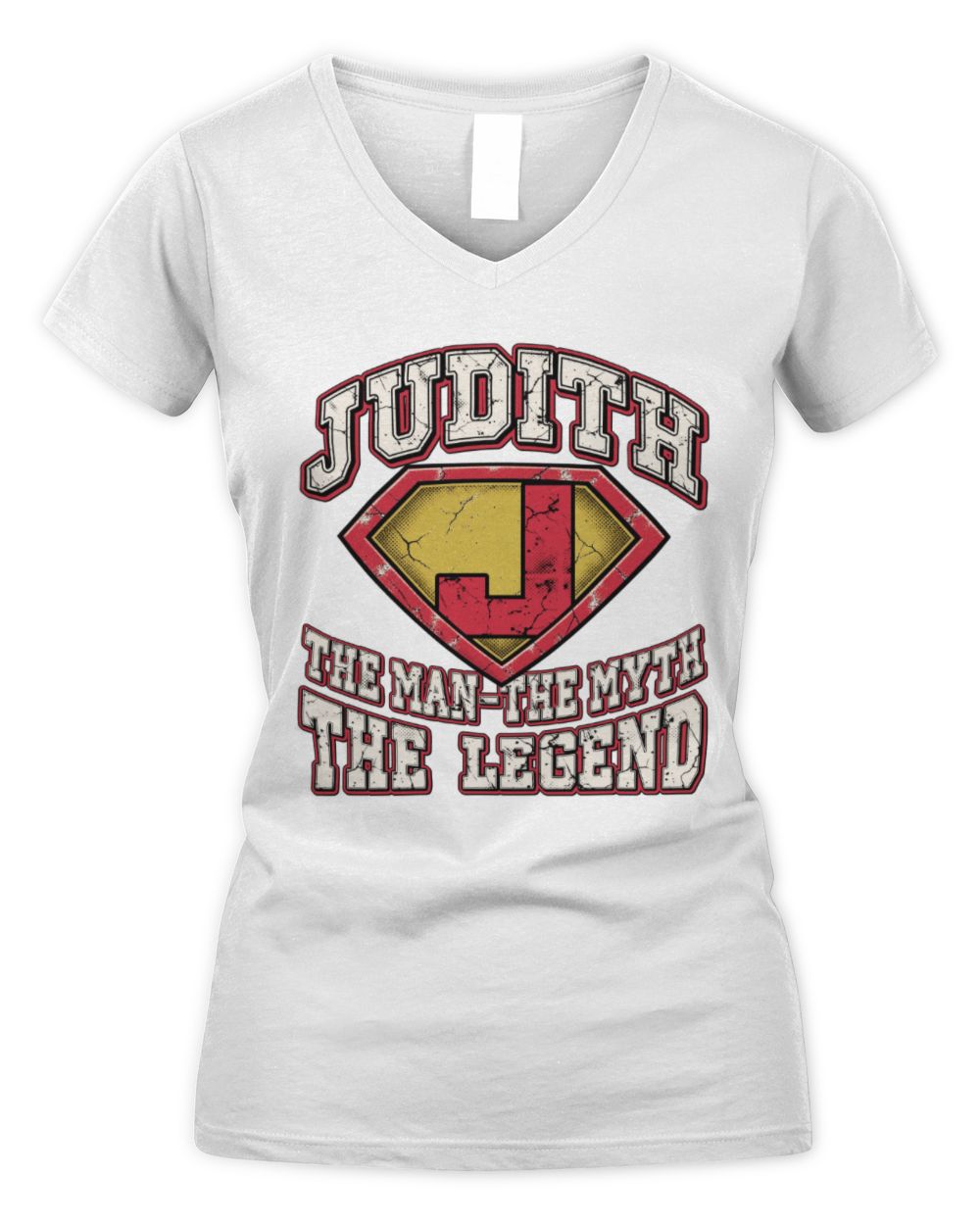 The Man The Myth The Legend Superman Graphic T-Shirt JUDITH M1-74 / Women's V-Neck T-Shirt / white