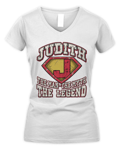 The Man The Myth The Legend Superman Graphic T-Shirt JUDITH M1-74 / Women's V-Neck T-Shirt / white