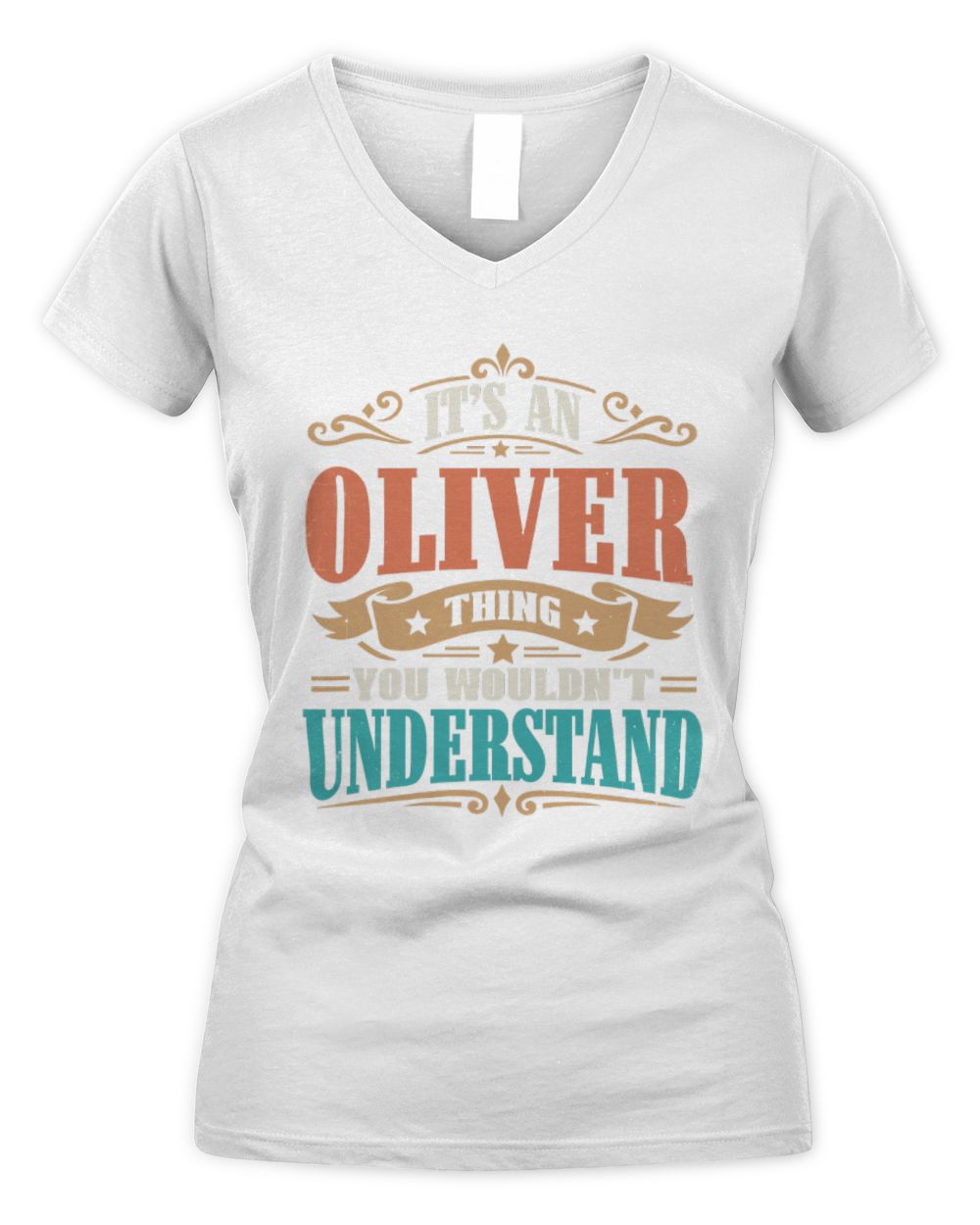 It’s a Name Thing Personalized Retro T-Shirt OLIVER M1-47 / Women's V-Neck T-Shirt / white