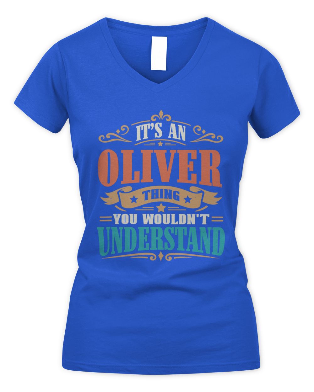 It’s a Name Thing Personalized Retro T-Shirt OLIVER M1-47 / Women's V-Neck T-Shirt / royal