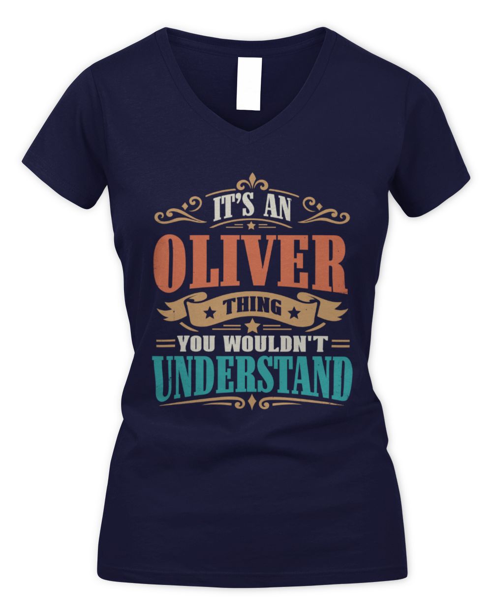 It’s a Name Thing Personalized Retro T-Shirt OLIVER M1-47 / Women's V-Neck T-Shirt / navy