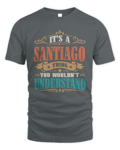 It’s a Name Thing Personalized Retro T-Shirt SANTIAGO M1-47 / Unisex Standard T-Shirt / charcoal