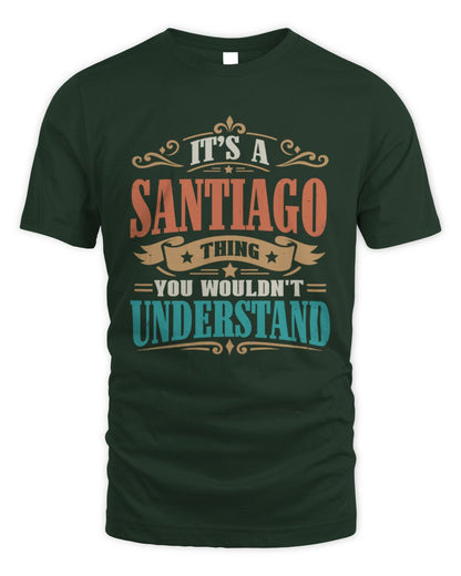 It’s a Name Thing Personalized Retro T-Shirt SANTIAGO M1-47 / Unisex Standard T-Shirt / forest green