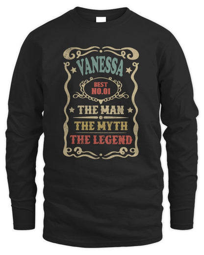 The Man The Myth The Legend Vintage Gold Wine Shirt VANESSA M1-52 / Men's Long Sleeved T-Shirt / black