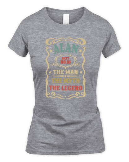 The Man The Myth The Legend Vintage Gold Wine Shirt ALAN M1-52 / Women's Standard T-Shirt / sport grey