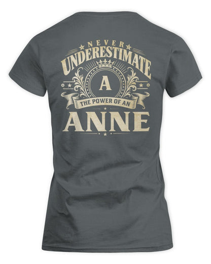 Never Underestimate Your Name Luxury Logo Shirt ANNE M1-63 / Women's Standard T-Shirt / charcoal