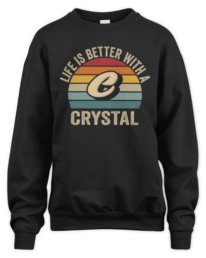 Life Is Better with Name Vintage Sun Shirt CRYSTAL M1-50 / Unisex Sweatshirt / black