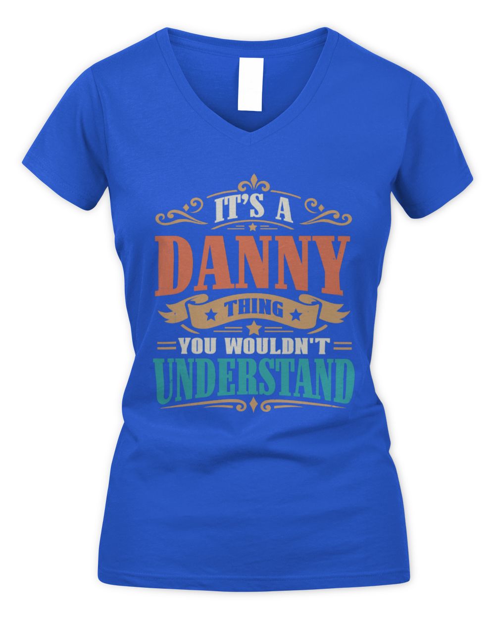 It’s a Name Thing Personalized Retro T-Shirt DANNY M1-47 / Women's V-Neck T-Shirt / royal