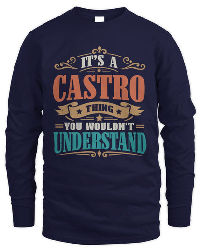 It’s a Name Thing Personalized Retro T-Shirt CASTRO M1-47 / Men's Long Sleeved T-Shirt / navy