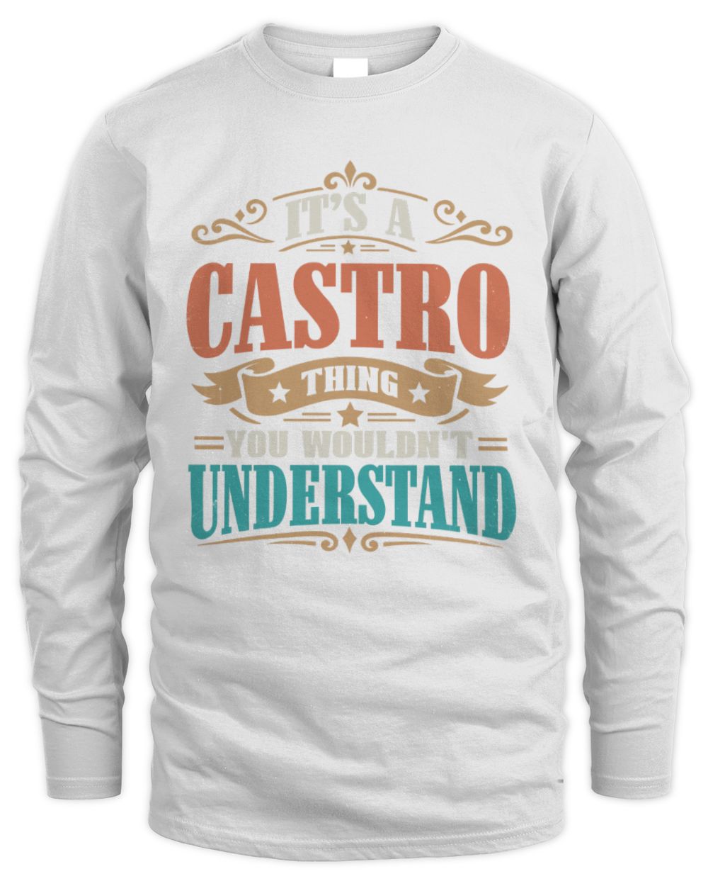 It’s a Name Thing Personalized Retro T-Shirt CASTRO M1-47 / Men's Long Sleeved T-Shirt / white