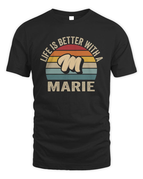 Life Is Better with Name Vintage Sun Shirt MARIE M1-50 / Unisex Standard T-Shirt / black