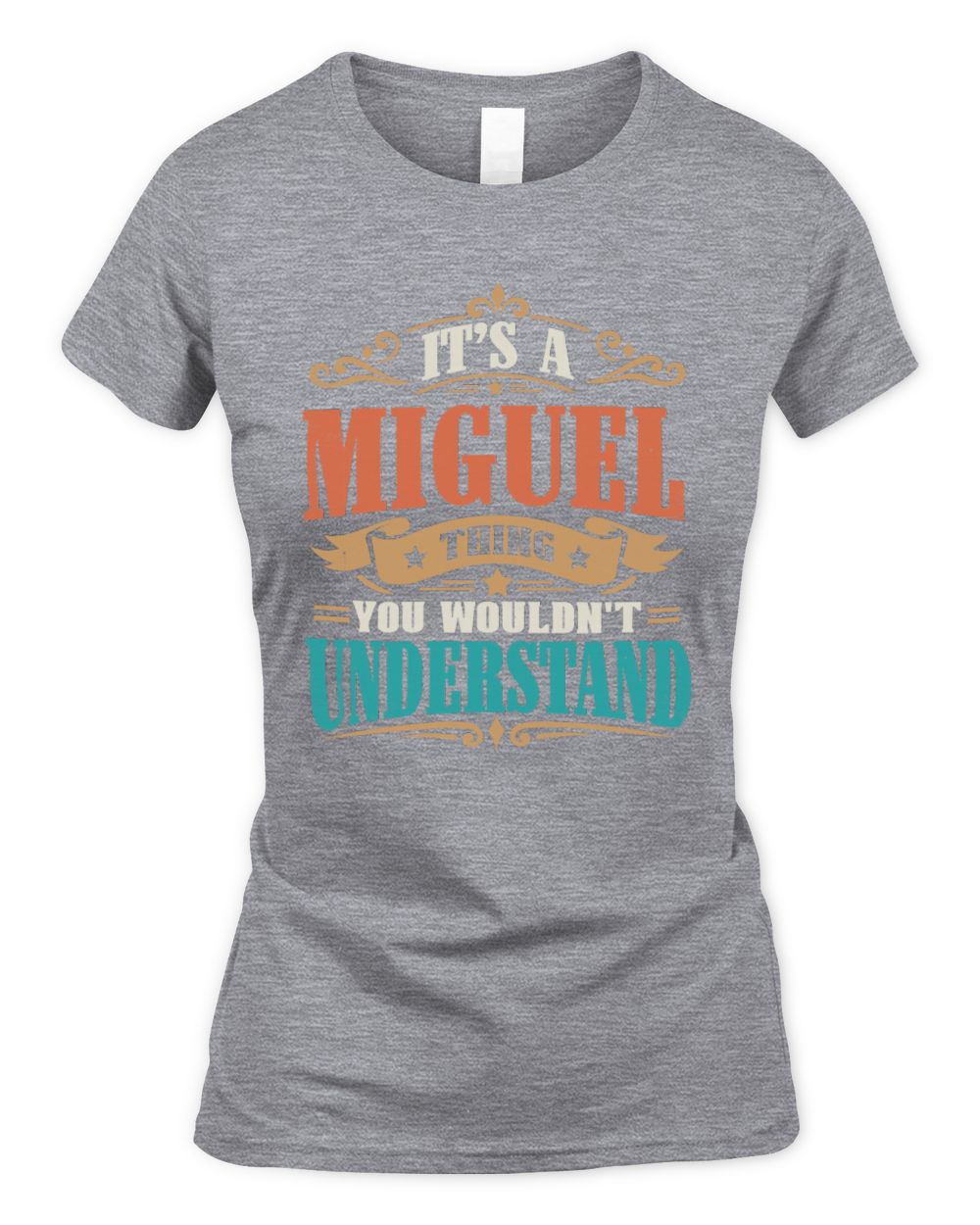 It’s a Name Thing Personalized Retro T-Shirt MIGUEL M1-47 / Women's Standard T-Shirt / sport grey