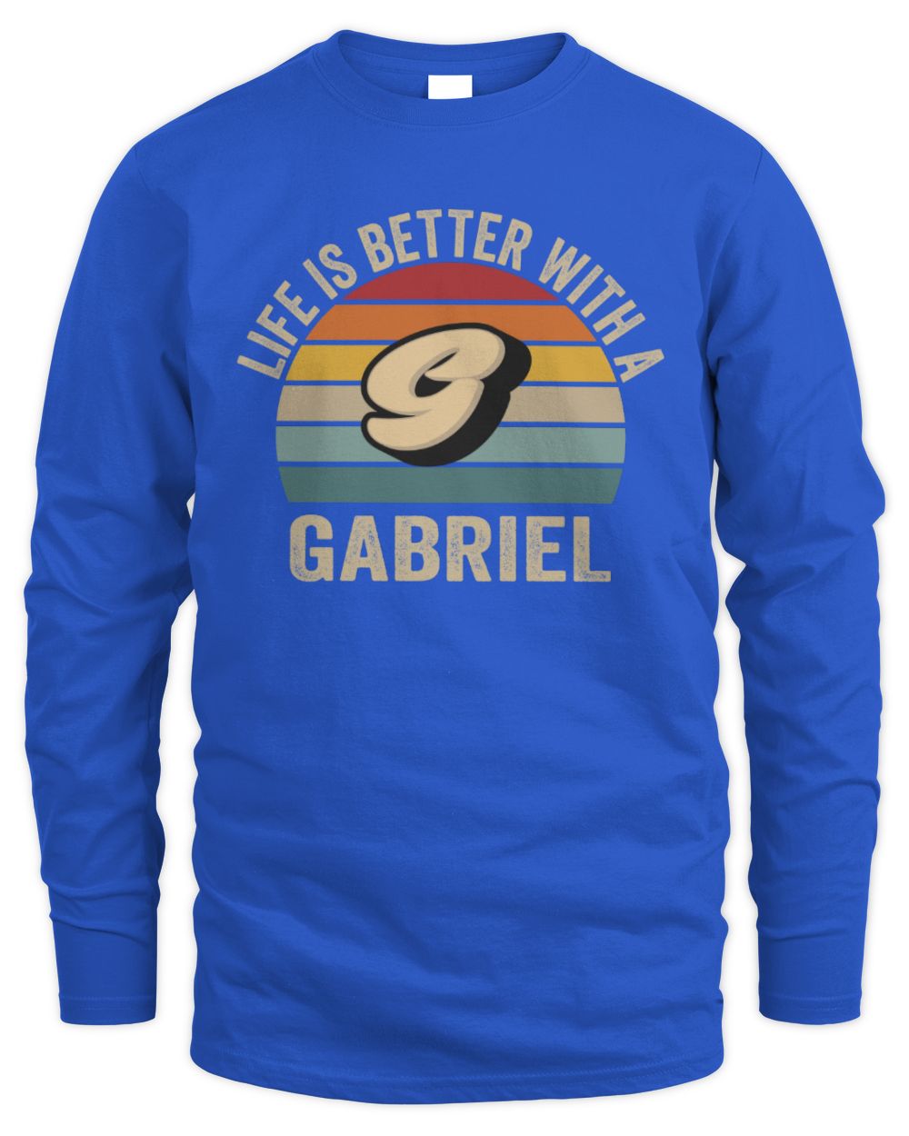 Life Is Better with Name Vintage Sun Shirt GABRIEL M1-50 / Men's Long Sleeved T-Shirt / royal