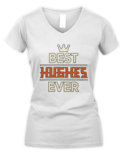 Best Your Name With Crown Shirt HUGHES M1-59 / Women's V-Neck T-Shirt / white