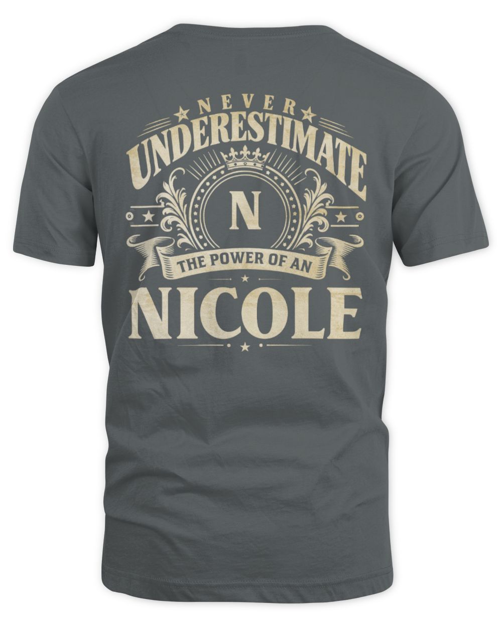 Never Underestimate Your Name Luxury Logo Shirt NICOLE M1-63 / Unisex Standard T-Shirt / charcoal