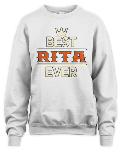 Best Your Name With Crown Shirt RITA M1-59 / Unisex Sweatshirt / white