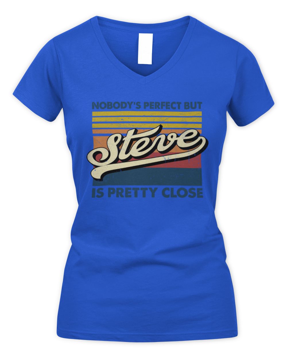 Nobody's Perfect But Your Name Is Pretty Close Retro Shirt STEVE M1-65 / Women's V-Neck T-Shirt / royal