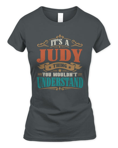 It’s a Name Thing Personalized Retro T-Shirt JUDY M1-47 / Women's Standard T-Shirt / charcoal