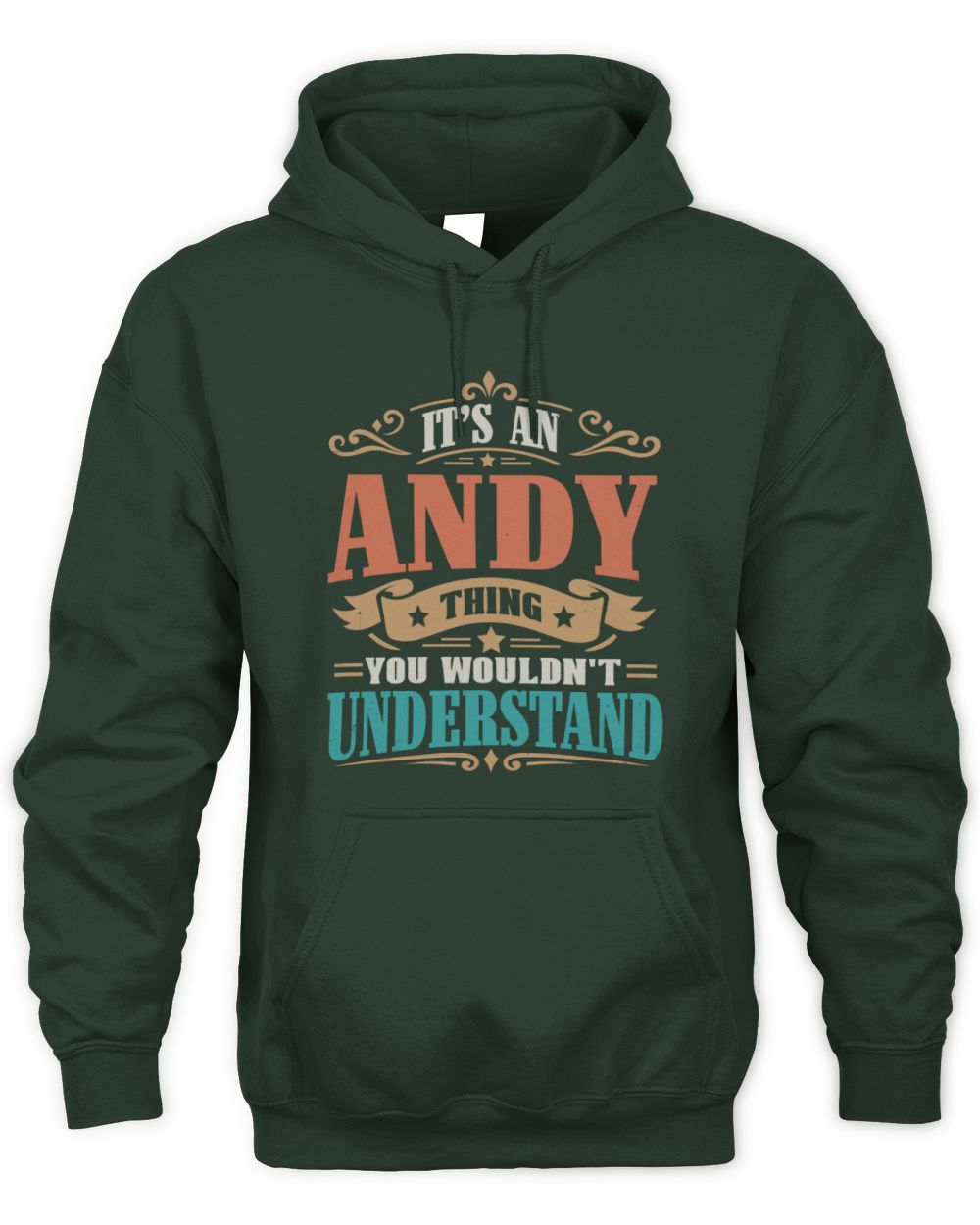 It’s a Name Thing Personalized Retro T-Shirt ANDY M1-47 / Unisex Hoodie / forest green