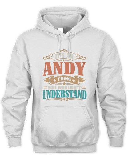 It’s a Name Thing Personalized Retro T-Shirt ANDY M1-47 / Unisex Hoodie / white
