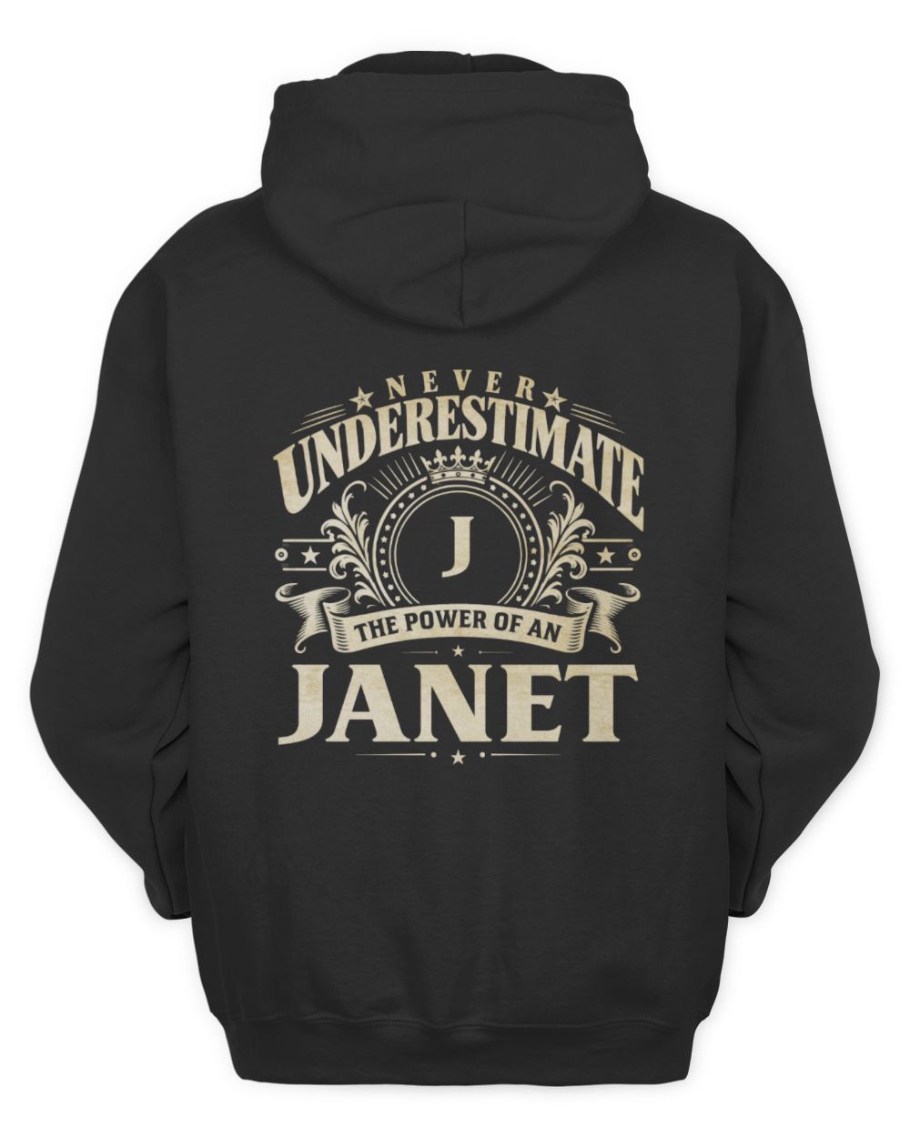 Never Underestimate Your Name Luxury Logo Shirt JANET M1-63 / Unisex Hoodie / black
