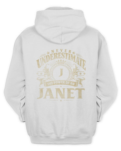 Never Underestimate Your Name Luxury Logo Shirt JANET M1-63 / Unisex Hoodie / white