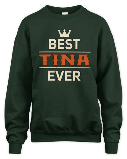 Best Your Name With Crown Shirt TINA M1-59 / Unisex Sweatshirt / forest green
