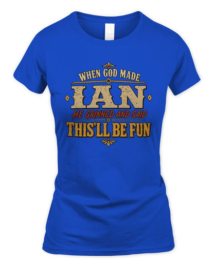 When God Made Your Name Funny Western T-Shirt IAN M1-81 / Women's Standard T-Shirt / royal