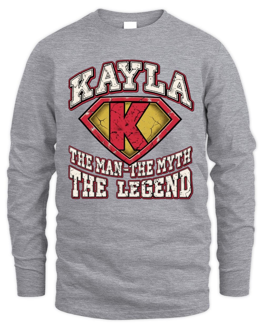 The Man The Myth The Legend Superman Graphic T-Shirt KAYLA M1-74 / Men's Long Sleeved T-Shirt / sport grey