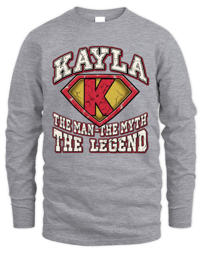 The Man The Myth The Legend Superman Graphic T-Shirt KAYLA M1-74 / Men's Long Sleeved T-Shirt / sport grey