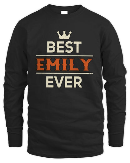Best Your Name With Crown Shirt EMILY M1-59 / Men's Long Sleeved T-Shirt / black