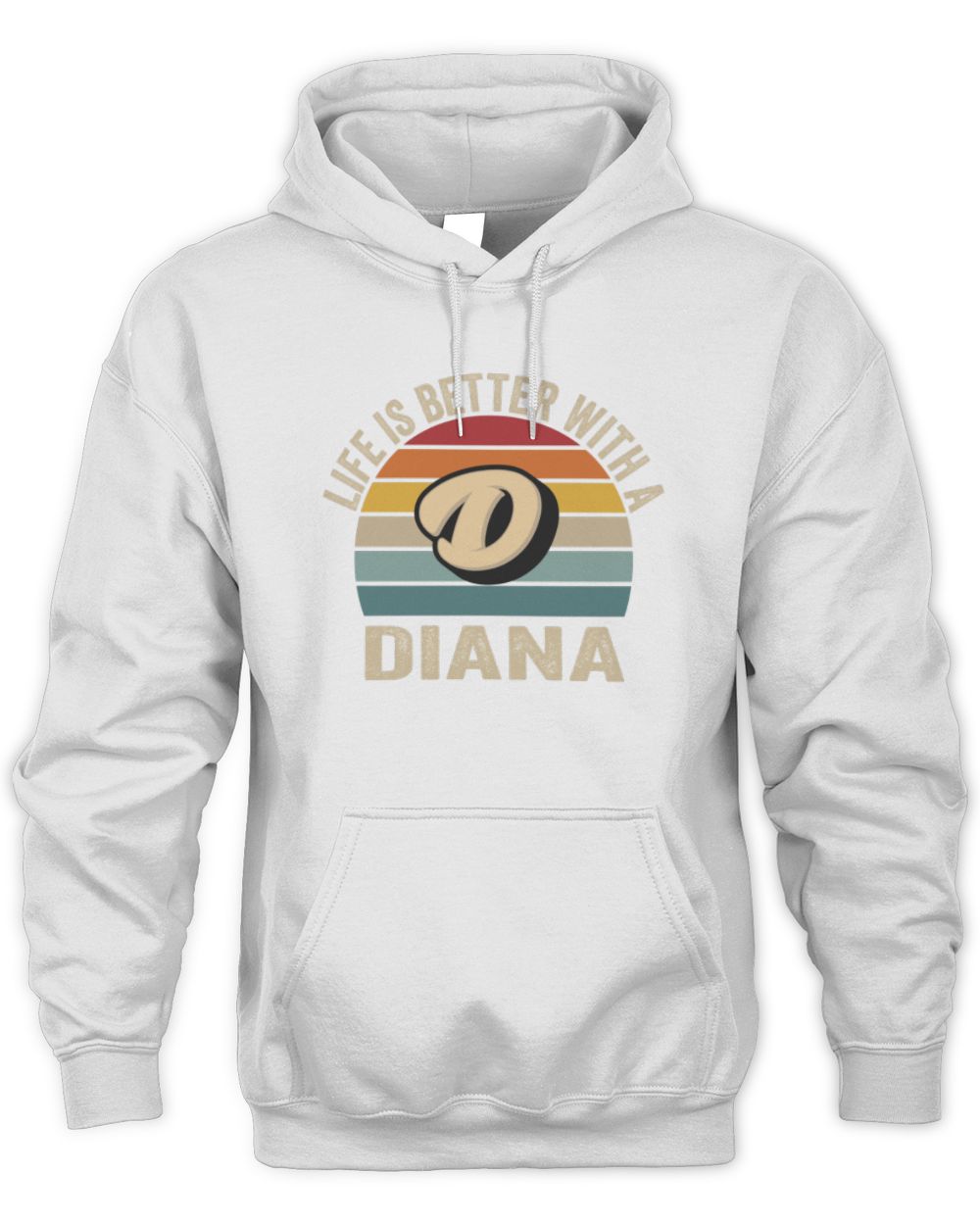 Life Is Better with Name Vintage Sun Shirt DIANA M1-50 / Unisex Hoodie / white