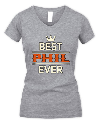 Best Your Name With Crown Shirt PHIL M1-59 / Women's V-Neck T-Shirt / sport grey