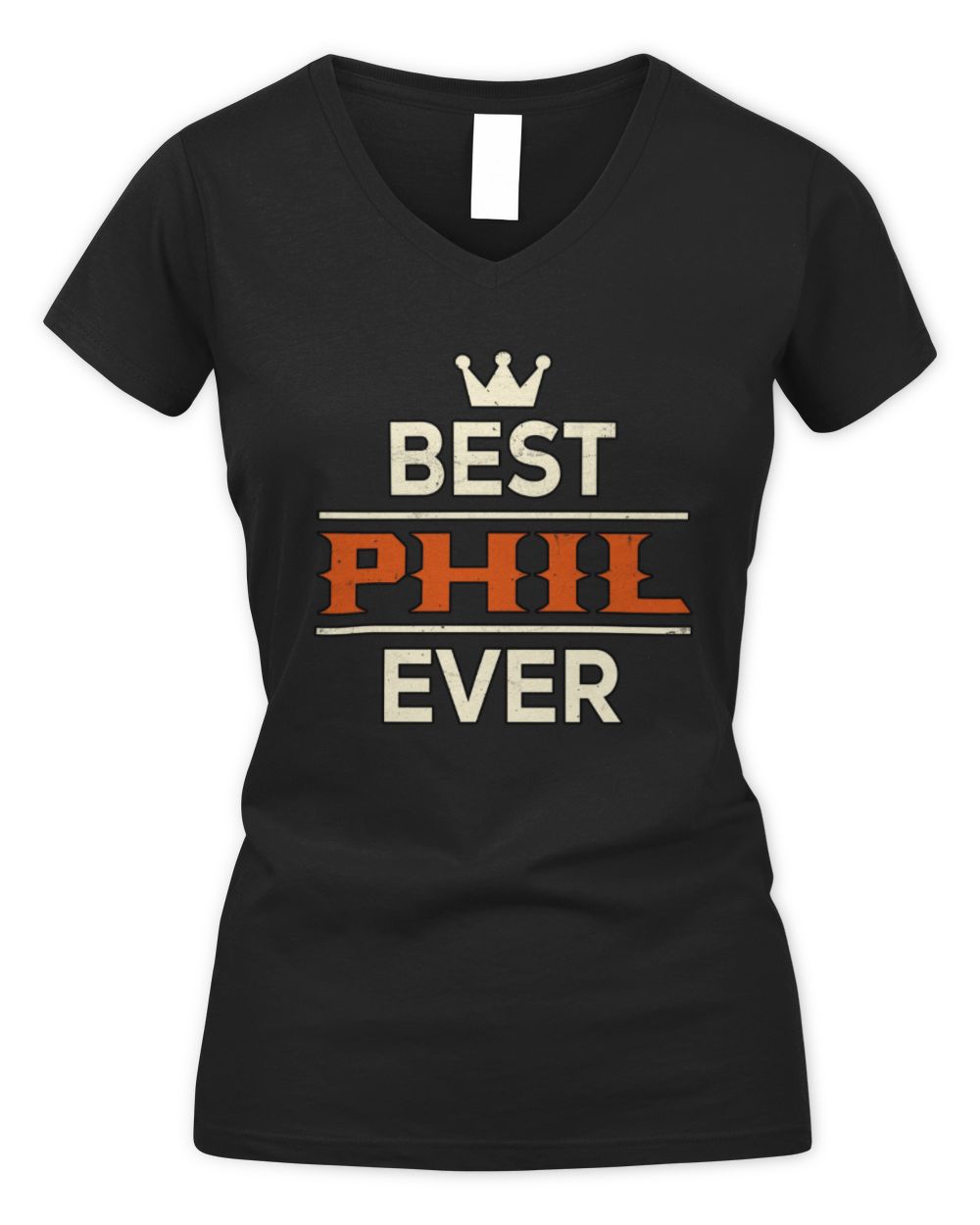 Best Your Name With Crown Shirt PHIL M1-59 / Women's V-Neck T-Shirt / black