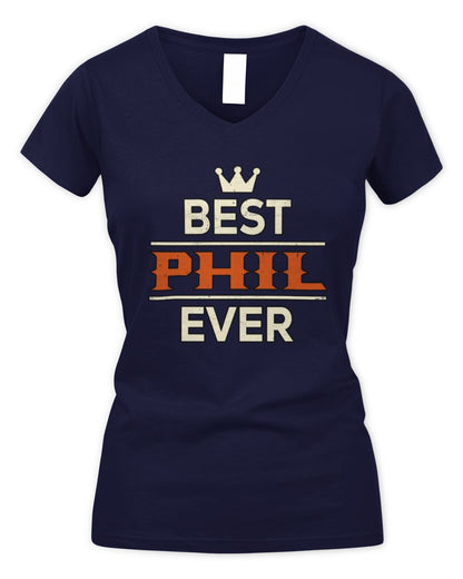 Best Your Name With Crown Shirt PHIL M1-59 / Women's V-Neck T-Shirt / navy