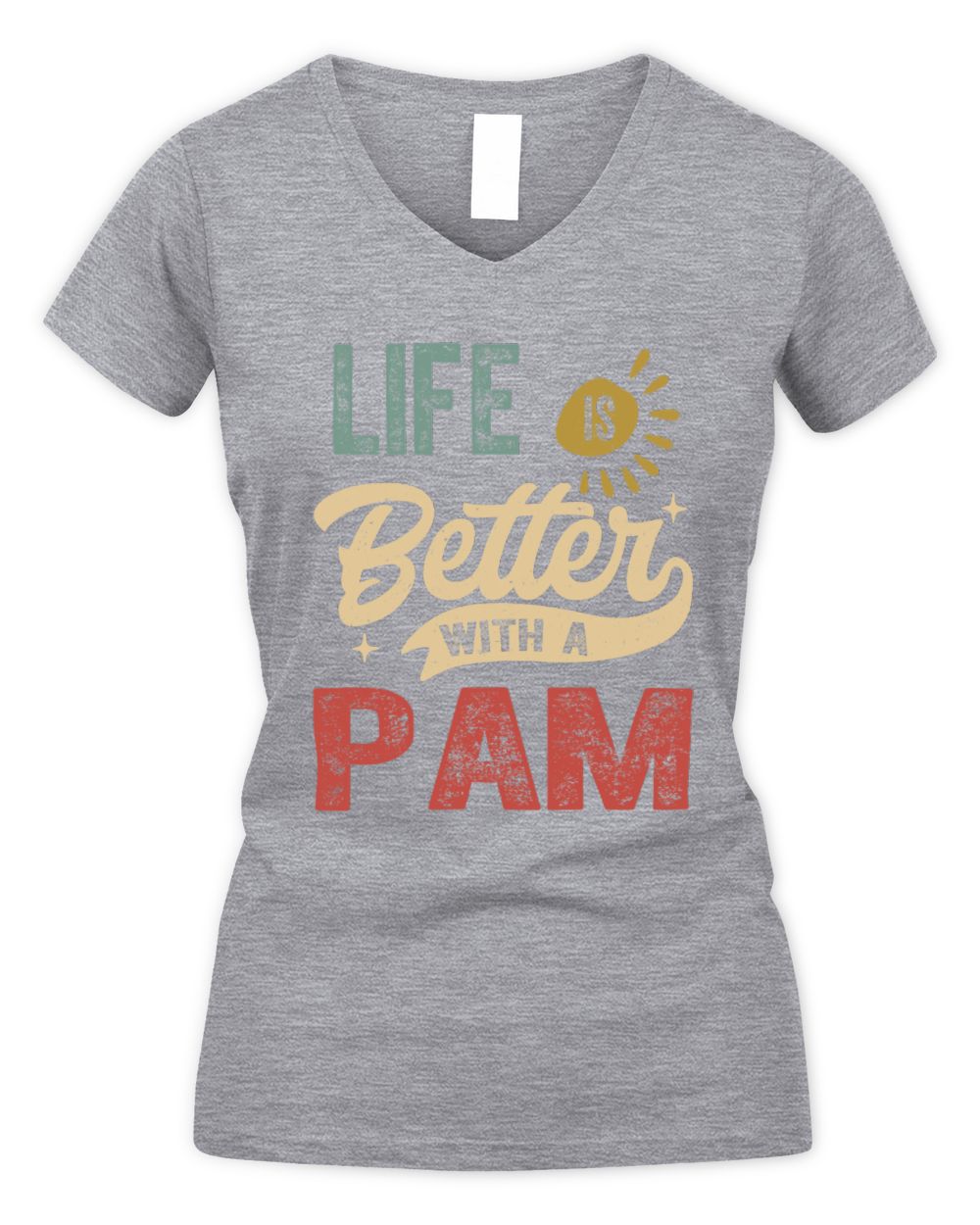 Life Is Better With a Name Personalized Retro T-Shirt PAM-48 / Women's V-Neck T-Shirt / sport grey
